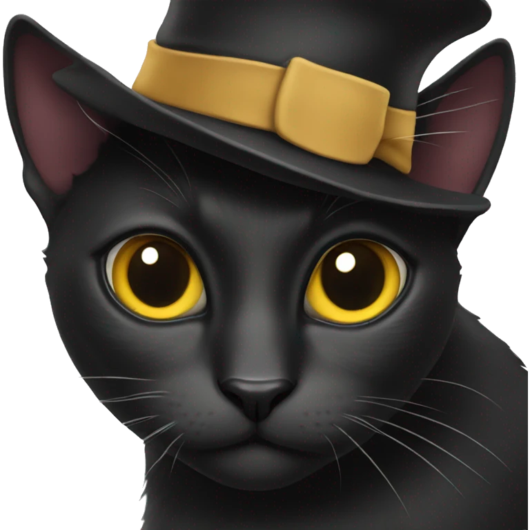 Black cat with hat emoji