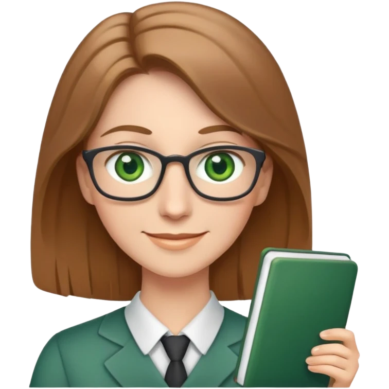 happy teacher with light brown hair and green eyes emoji