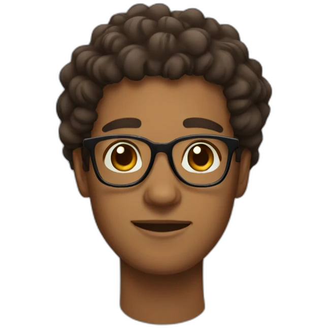 Brown man with glasses a bread and curly hair emoji