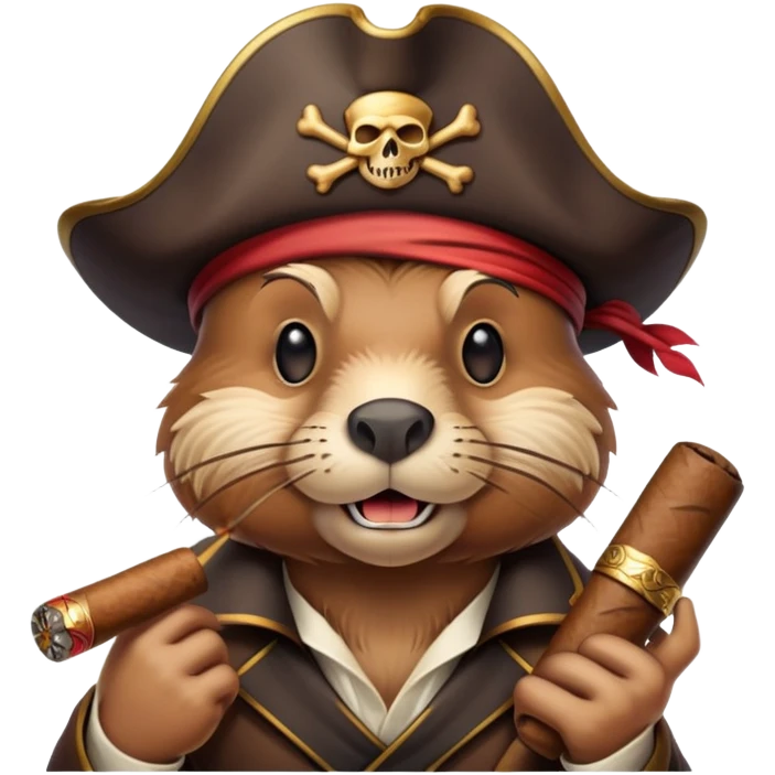 Бобр пират с сигарой emoji