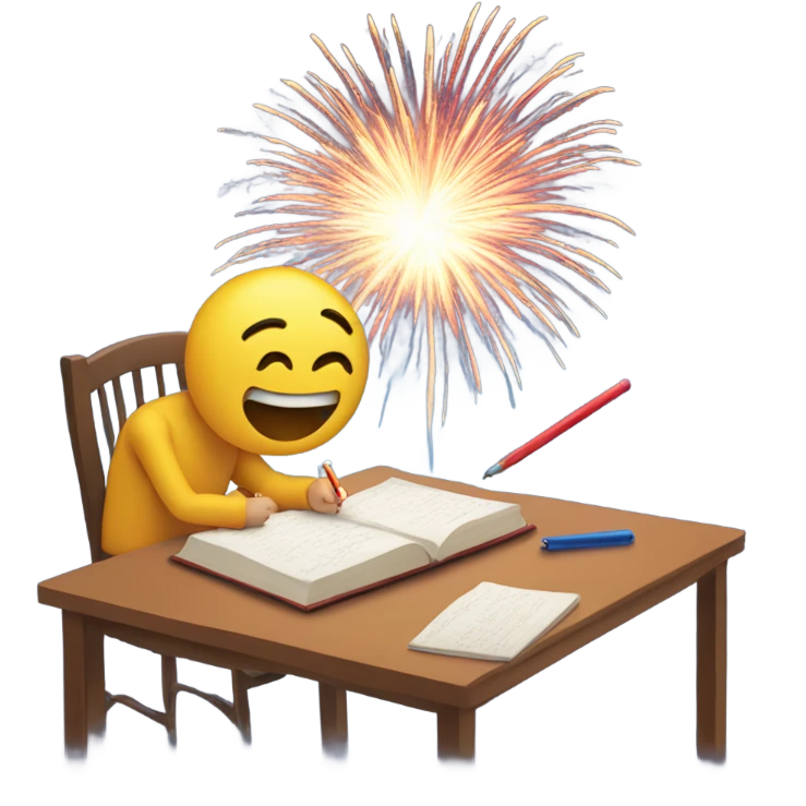 2024 writing with fireworks around it emoji