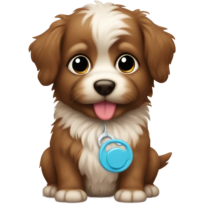 brown fluffy puppy with pacifier  emoji