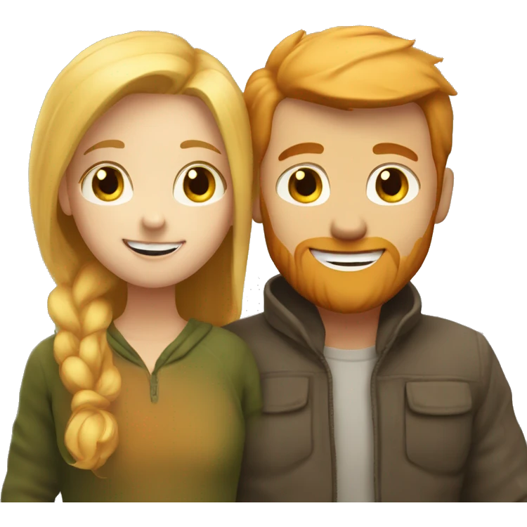 couple hug with warm smiles blonde girl and ginger man  emoji