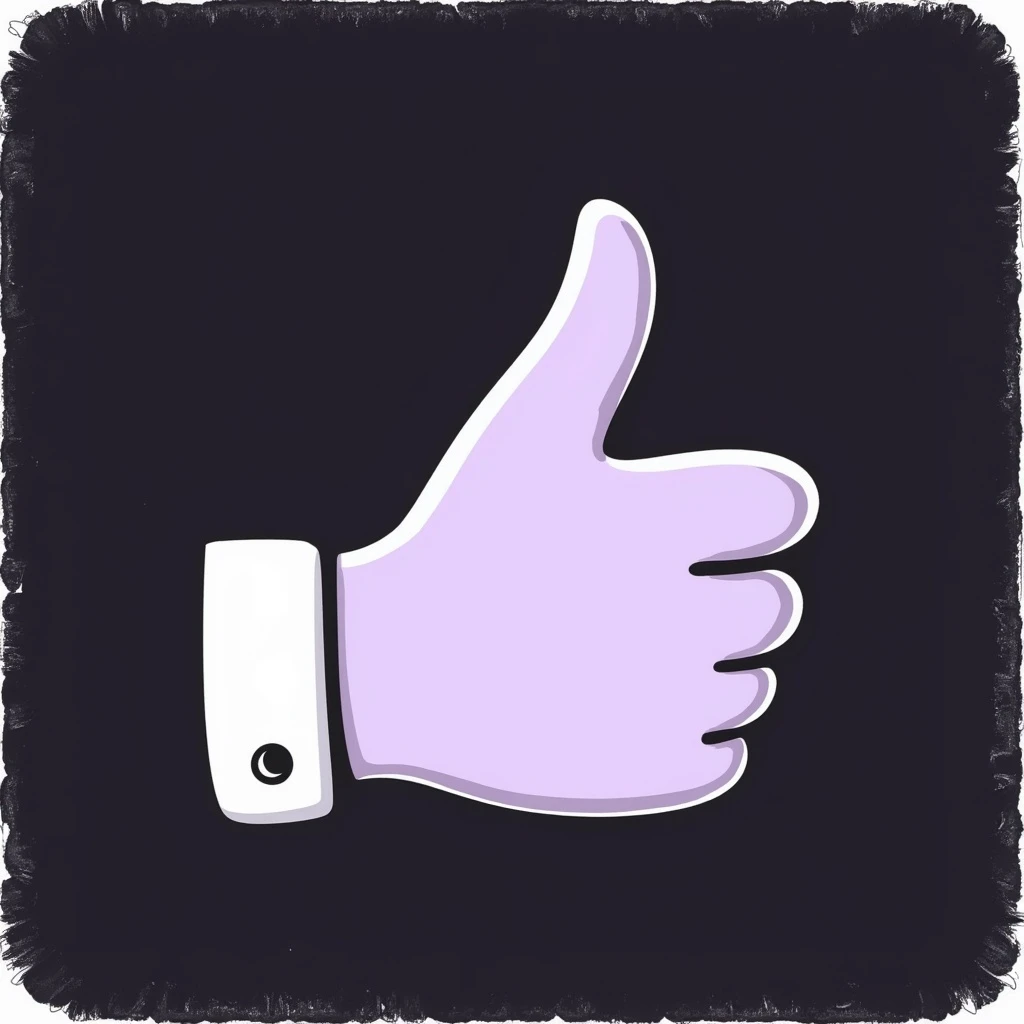 thumbs up emoji in chalk style, soft lilac color palette, rough doodle-like texture as if drawn with pastel chalk on a dark surface, aesthetic and emotional Telegram channel, gentle sparkle effect emoji