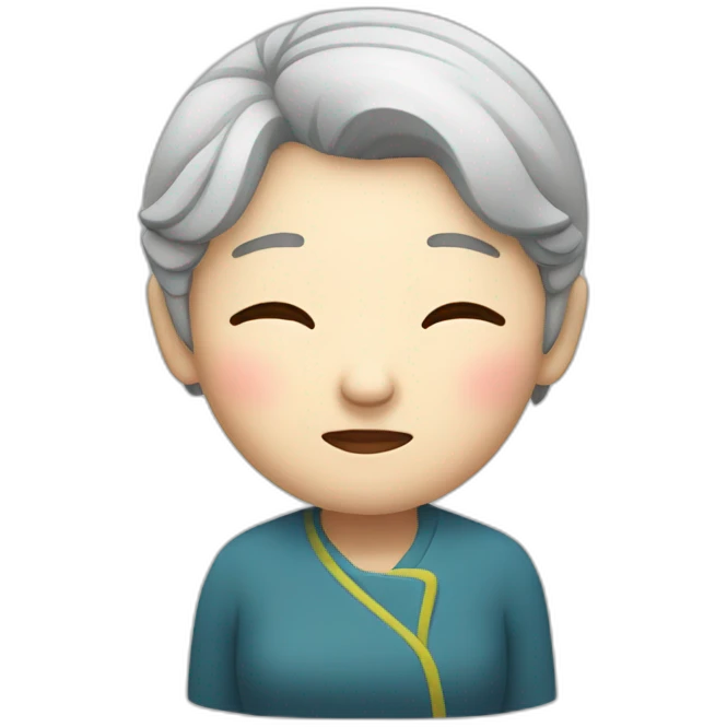 Chinese senior lady with sleepy looks emoji