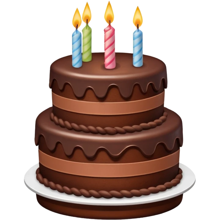 a big three-tiered chocolate birthday cake without candles emoji