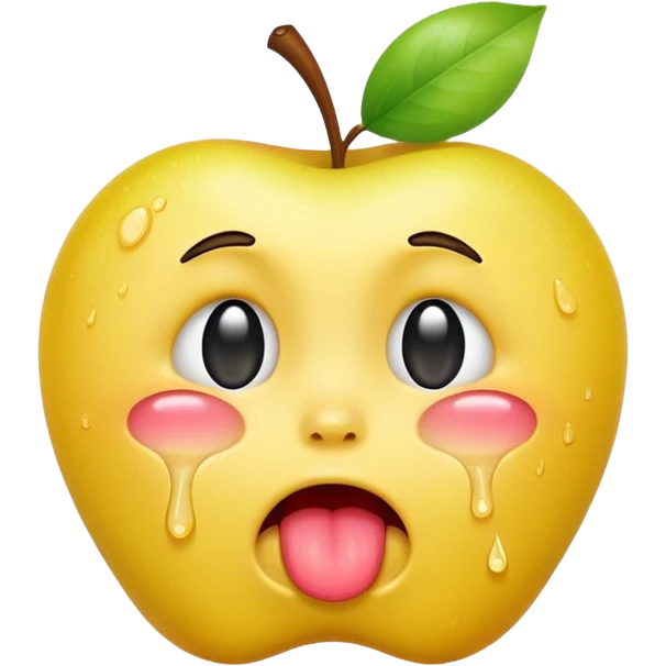 regular yellow apple emoji but it’s crying streams of tears and has its tongue out emoji