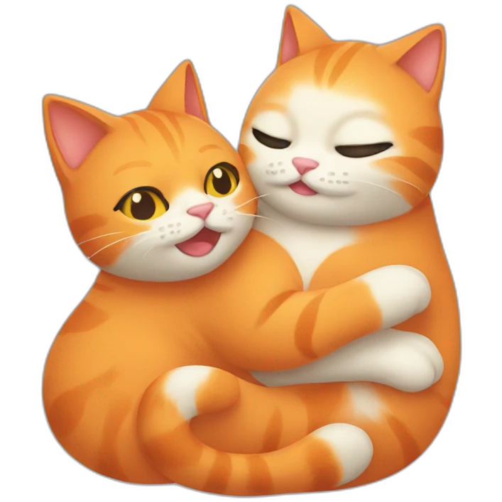 Orange cat and grogu hugging emoji