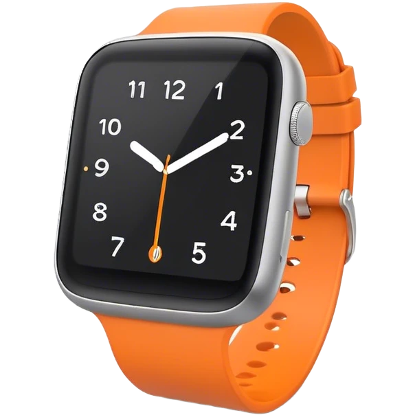 A modern smartwatch, orange with a completely blank, turned-off screen display emoji