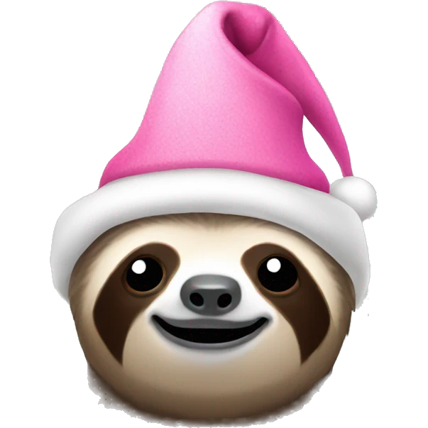 Sloth with pink Christmas hat emoji