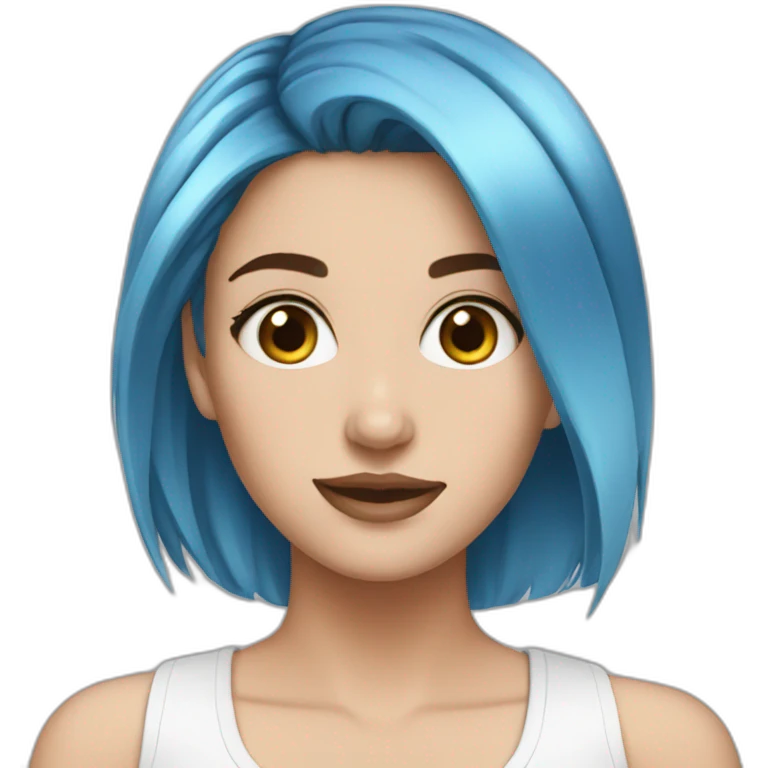 e girl, blue hair,white girl emoji
