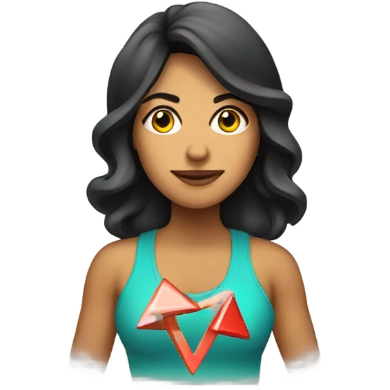 Latino woman playing the electric triangle emoji