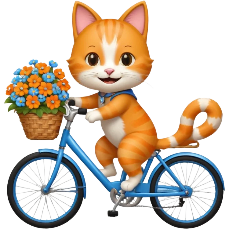 a-cheerful- cat-riding-a-blue-bicycle,-wearing-a-cute-helmet,-with-a-big-smile-and-a-basket-full-of-flowers-on-the-front.-bright,-cartoonish-style,-simple-and-fun. emoji