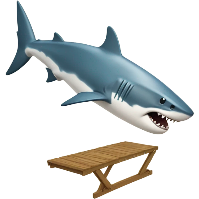 Shark doing a back flip off a diving board  emoji