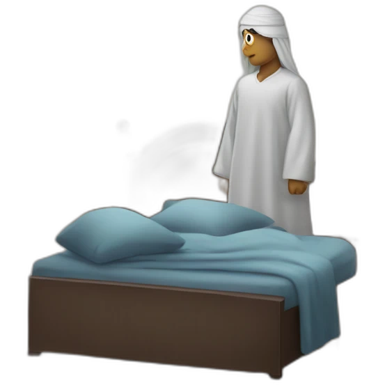 Homme en Qamis avec un panneau cœur emoji