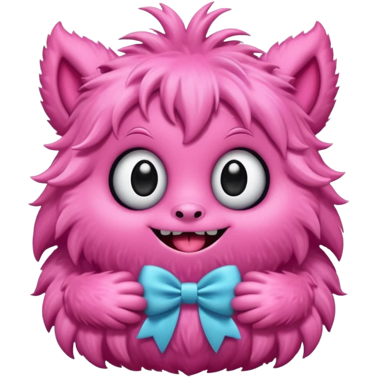 Kissy Missy character from Poppy Playtime, pink furry monster with big eyes and smile emoji