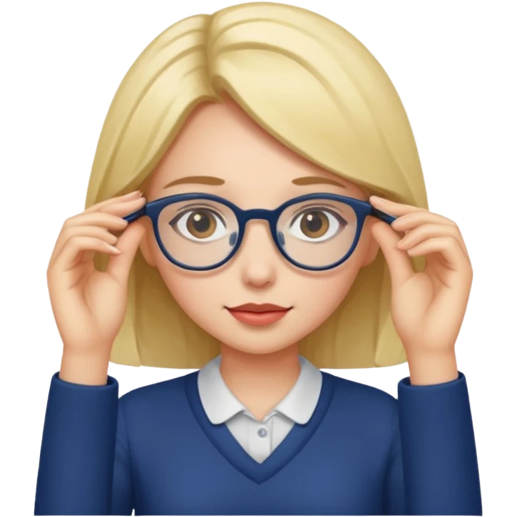 girl adjusting glasses portrait emoji