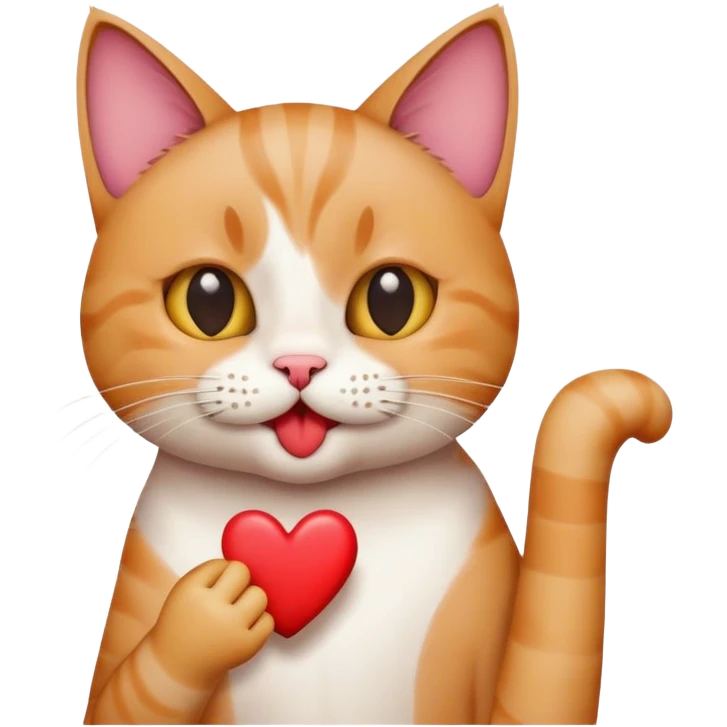 Cat with finger to mouth and heart  emoji