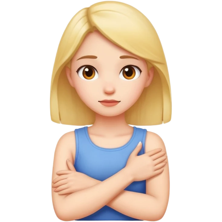 Arms crossed holding neck girl emoji