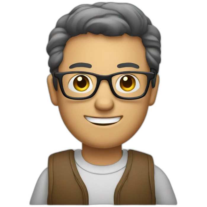 man with glasses and a computer in his right hand and a thumbs-up with his left hand emoji
