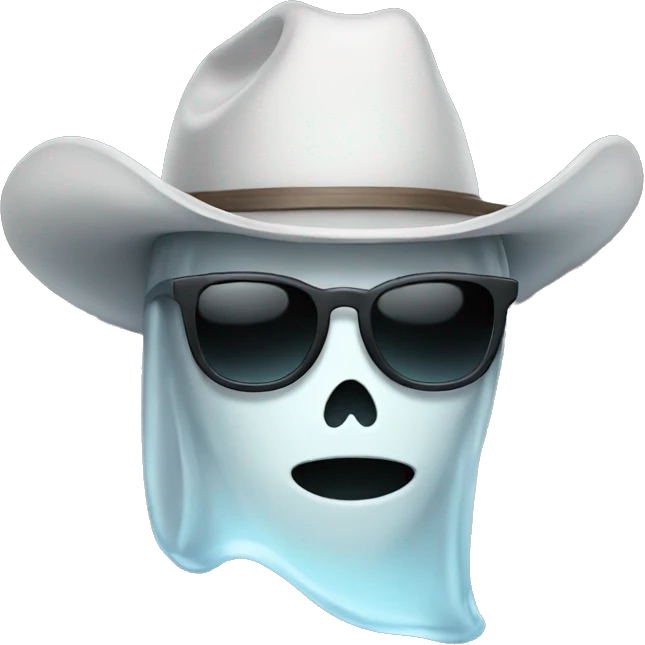 Ghost with glasses and cowboy hat emoji