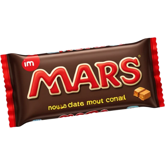 Draw a Mars bar in its classic black wrapper with bold red logo. emoji