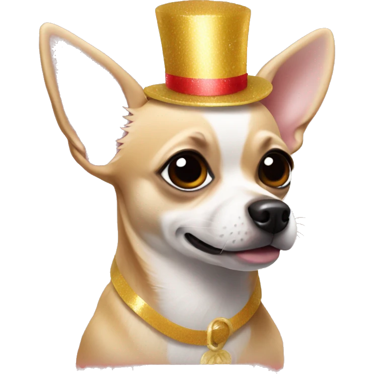 Chihuahua in a New Year's costume emoji