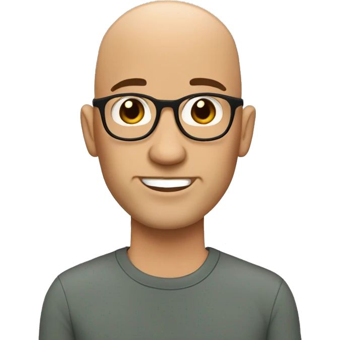 Cartoon character in Bitmoji style tan bald shaved male, around 40 years old  emoji