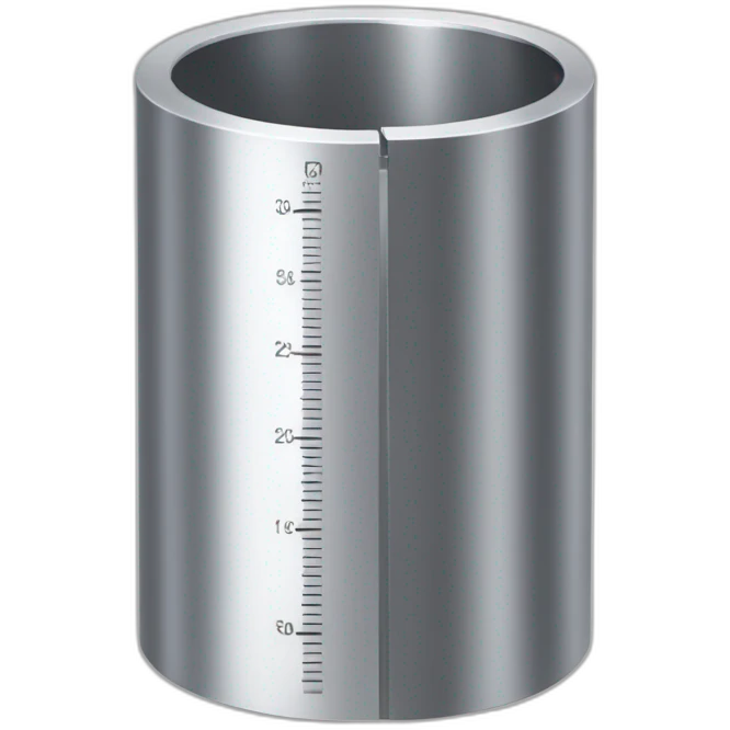 Metal Cylindrical metal measuring device with a flared top and a flared that taper toward a thinner center emoji