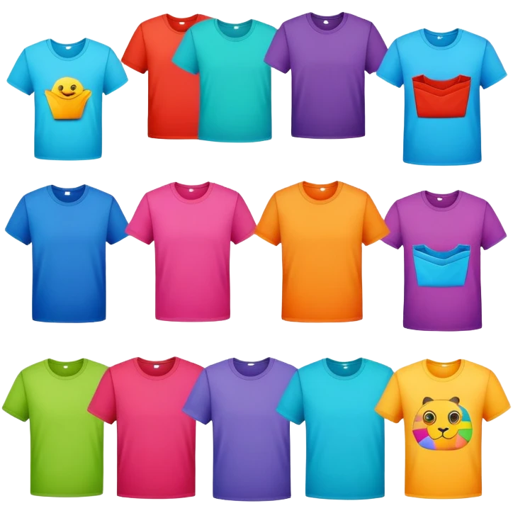 colorful t-shirt collection emoji