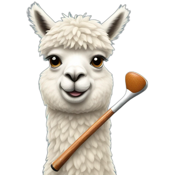 Alpaca holding golf club emoji