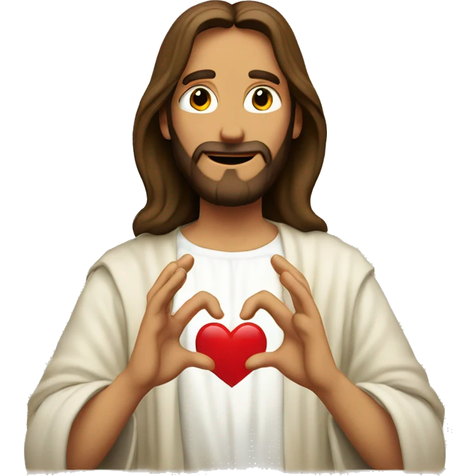 Jesus making a heart sign with his hands emoji