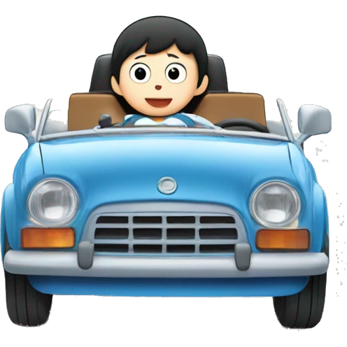 Doraemon driving a cabrio emoji