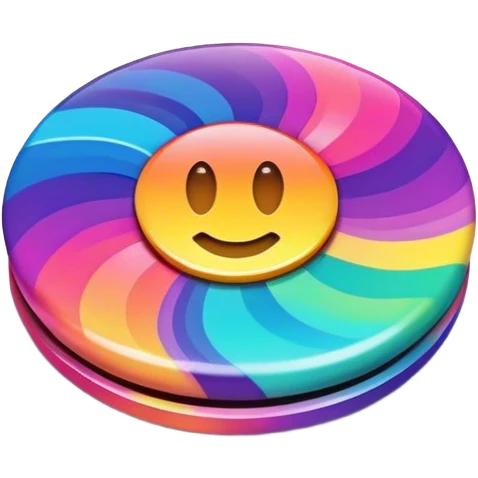 A round psychedelic colored button emoji