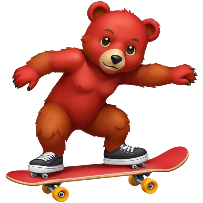 Red bear skateboarding  emoji
