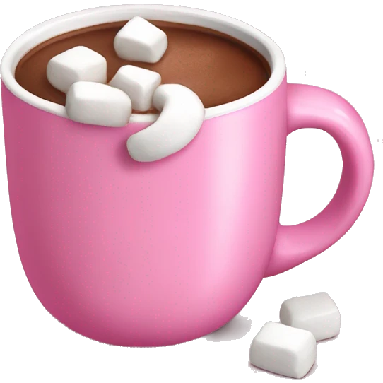 Hot chocolate with marshmallows in a pink mug emoji