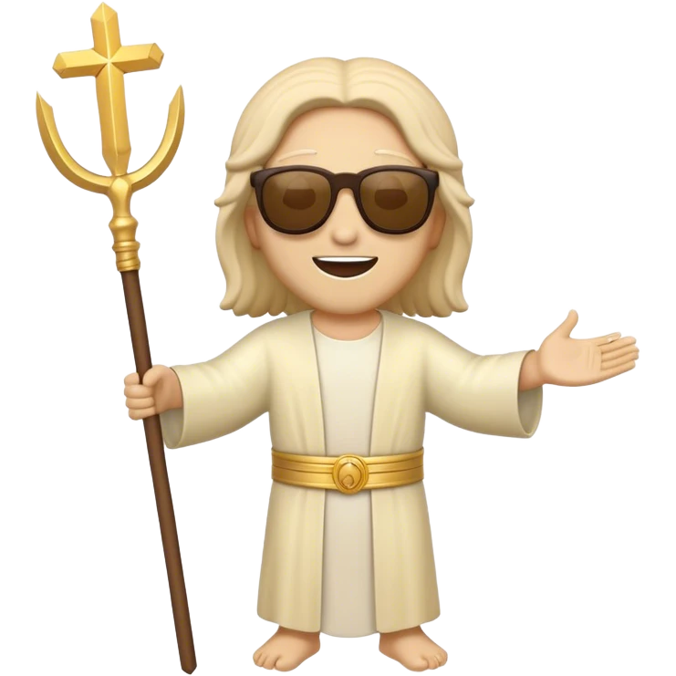 figure of rejoicing Jesus with golden stick sunglases emoji