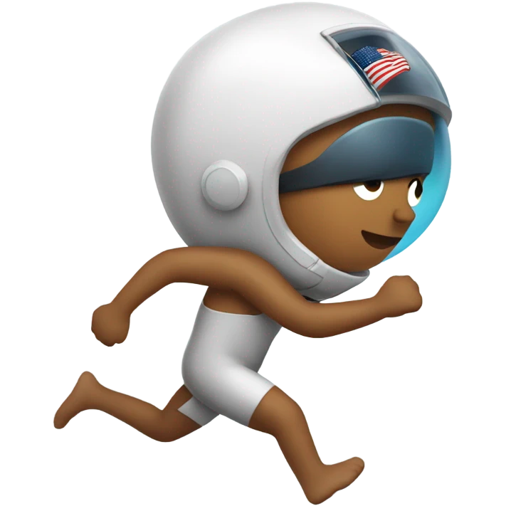 a person running with an astronaut hat and a swimming suit emoji