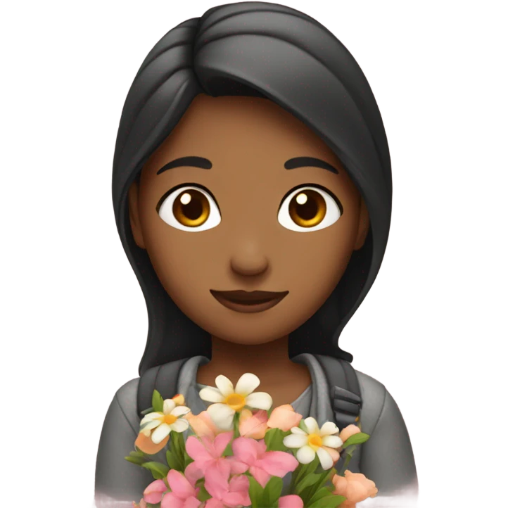 girl with flowers in han emoji