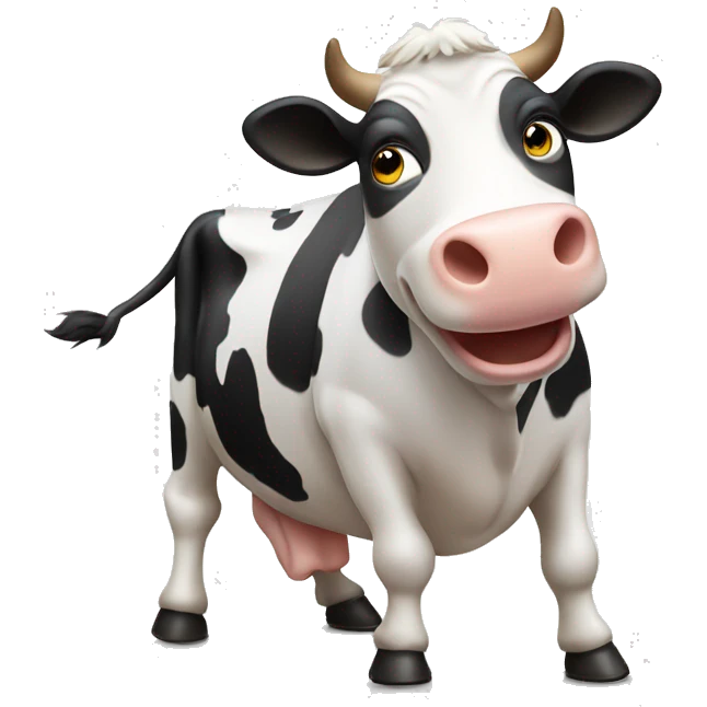 Cow dancing to music and drinking milk emoji