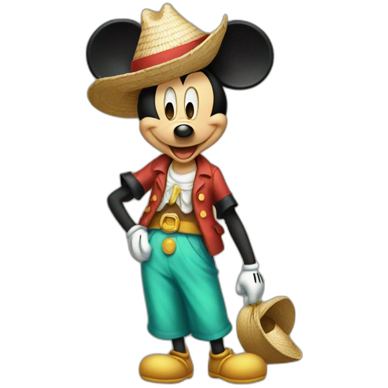 Mickey mouse with strawhat emoji