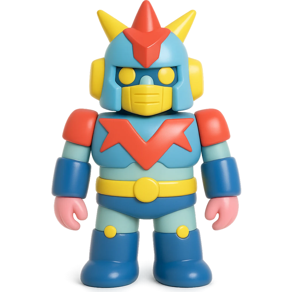 Voltes V robot in a 3D collectible figure style, glossy surface, bold colors emoji
