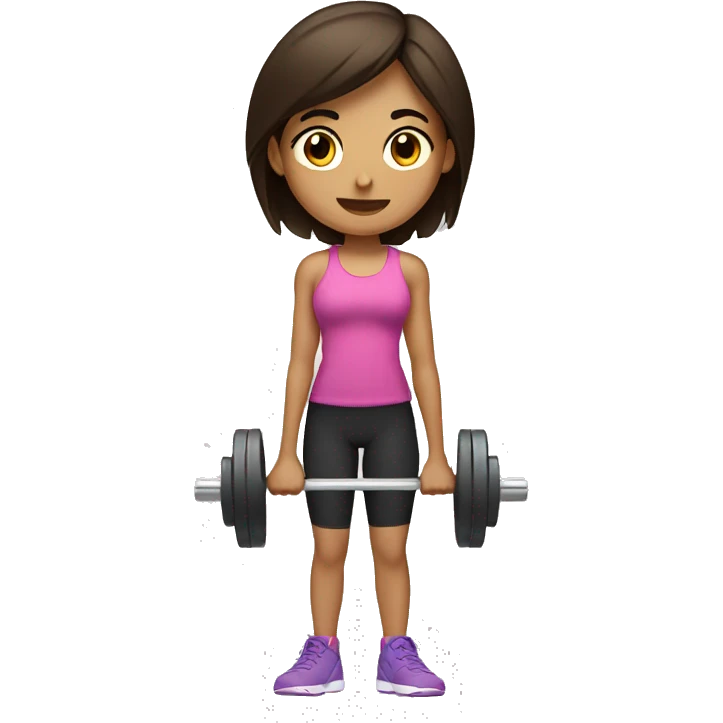 brunette girl lifting weights emoji