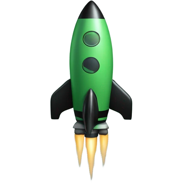 green and black rocket ship emoji