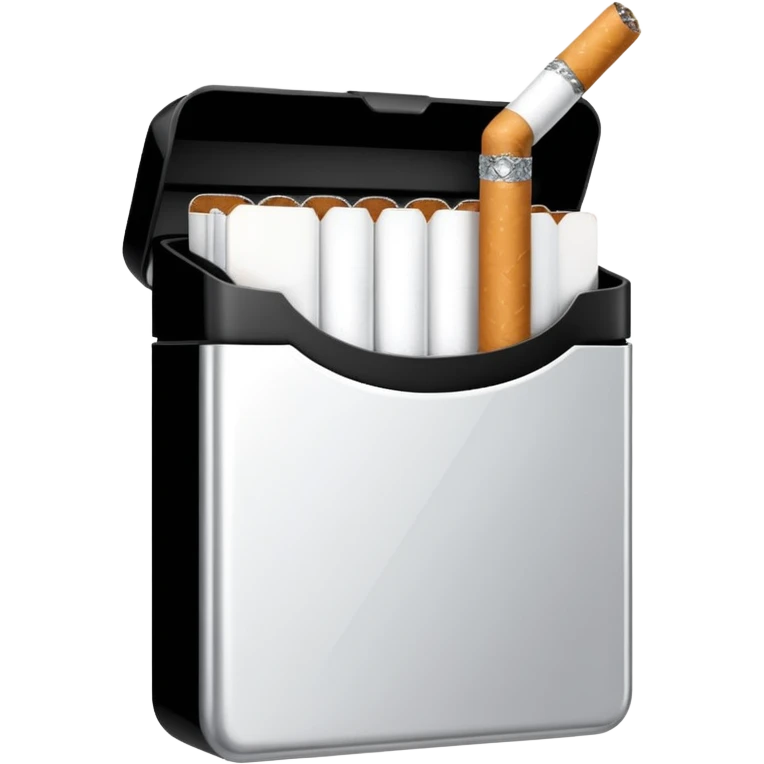 Minimalistic cigarette pack emoji, metallic black and white emoji