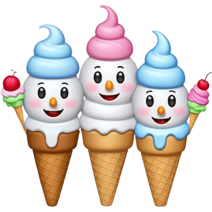 snowmen with ice cream emoji