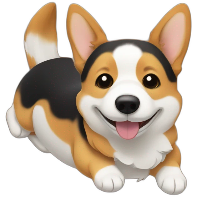 black and tan corgi lying on its back emoji