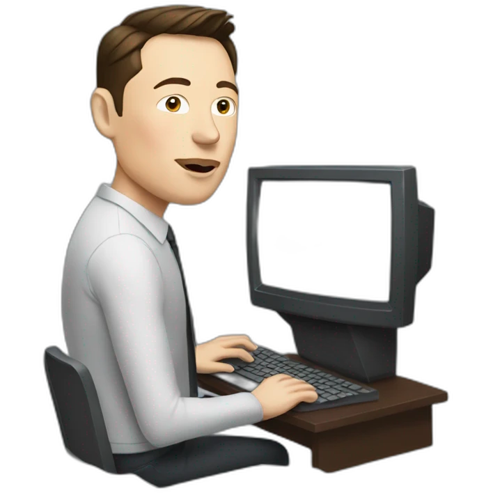 Elon musk typing in a computer emoji