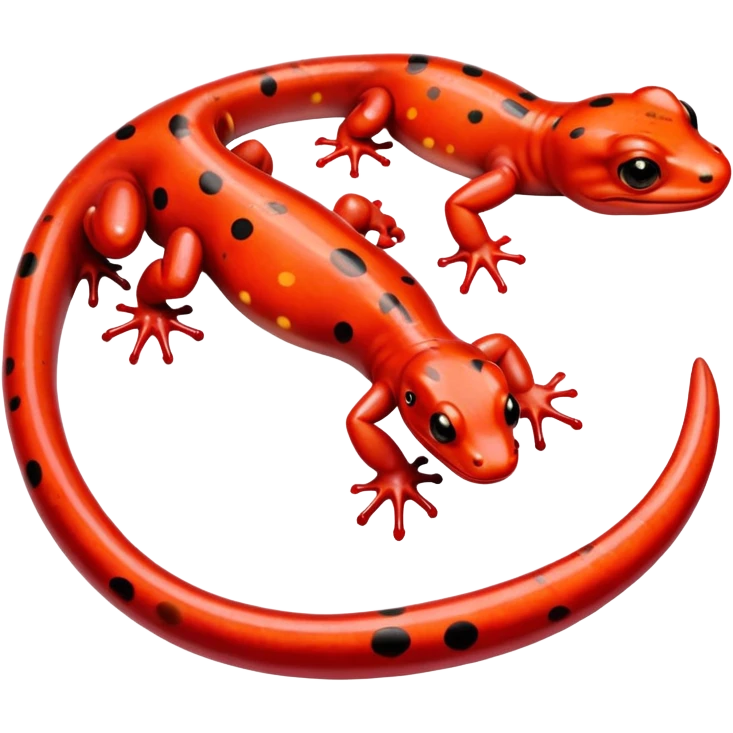 red-spotted salamander with black body and bright red spots emoji