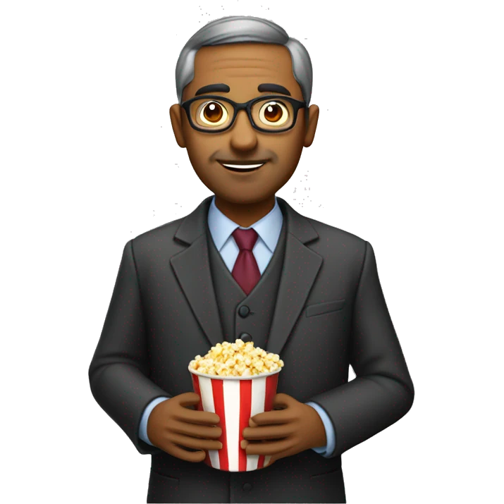 Indian college professor with a wine glass and popcorn emoji